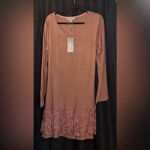 Long Sweater with Lace Detail